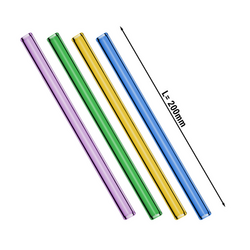 (48 piezas) Pajitas de vidrio de colores surtidos - 20 cm - rectas - incl. Cepillo de limpieza de nailon