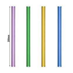 (48 pcs) Glass Drinking Straws - 200mm - ø 8mm - straight - 4 Colours - incl. 1 Nylon cleaning brush