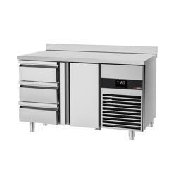 Commercial Refrigerated Worktable PREMIUM - 1400x700 -  1 Door - 3 drawers - Upstand