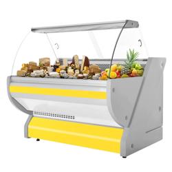 Banco gastronomia professionale / Banco Macelleria - 1525x1150mm - Statica - 300 L - Vetro curvo - Colore Giallo