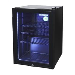 GASTRO-COOL | Frigider mini bar - 430mm - 62 litri - cu 1 ușă din sticlă și iluminare LED - Negru
