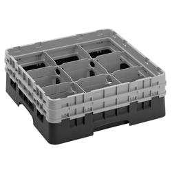 CAMBRO | CAMRACK® Glasswasher Rack – 9-Compartment, 1 Extender – 500×500×184 mm – Black