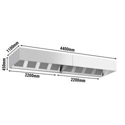 Commercial Wall-Mounted Extractor Hood – 4400mm – with Baffle Filters & Lighting