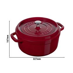 STAUB | Cocotte Round Enamelled Cast Iron Casserole Dish – Ø 260–270 mm – Bordeaux Red