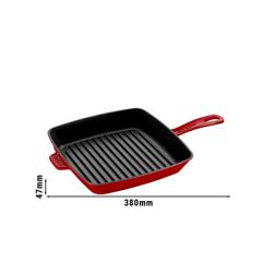 STAUB | GRILL PANS - American Grill - 260x260mm - gjutjärn - körsbärsröd