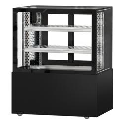 Vetrina espositiva refrigerata MADRID - per esposizione carne - 435l - 1000mm - Doppio vetro - con 2 ripiani - porte posteriori scorrevoli; LED interni; 4 lati vetro - Nero opaco