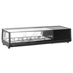 Sushivitrine met LED-verlichting - 1352x420mm - 5x GN 1/3 - zwart