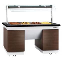 Buffet warmhoud DUBLIN - 1600mm - met bain-marie & zwenkwielen - voor 4x GN 1/1 - zwart graniet