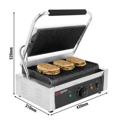 Commercial Contact Grill / Panini Press - Ridged Top & Bottom - 2.8 kW - Cast‑iron plates
