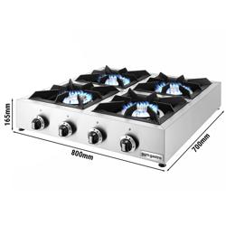 Ipari gáztűzhely - asztali - összteljesítmény: 20,0 kW - 4 égős - 800x700x165 mm