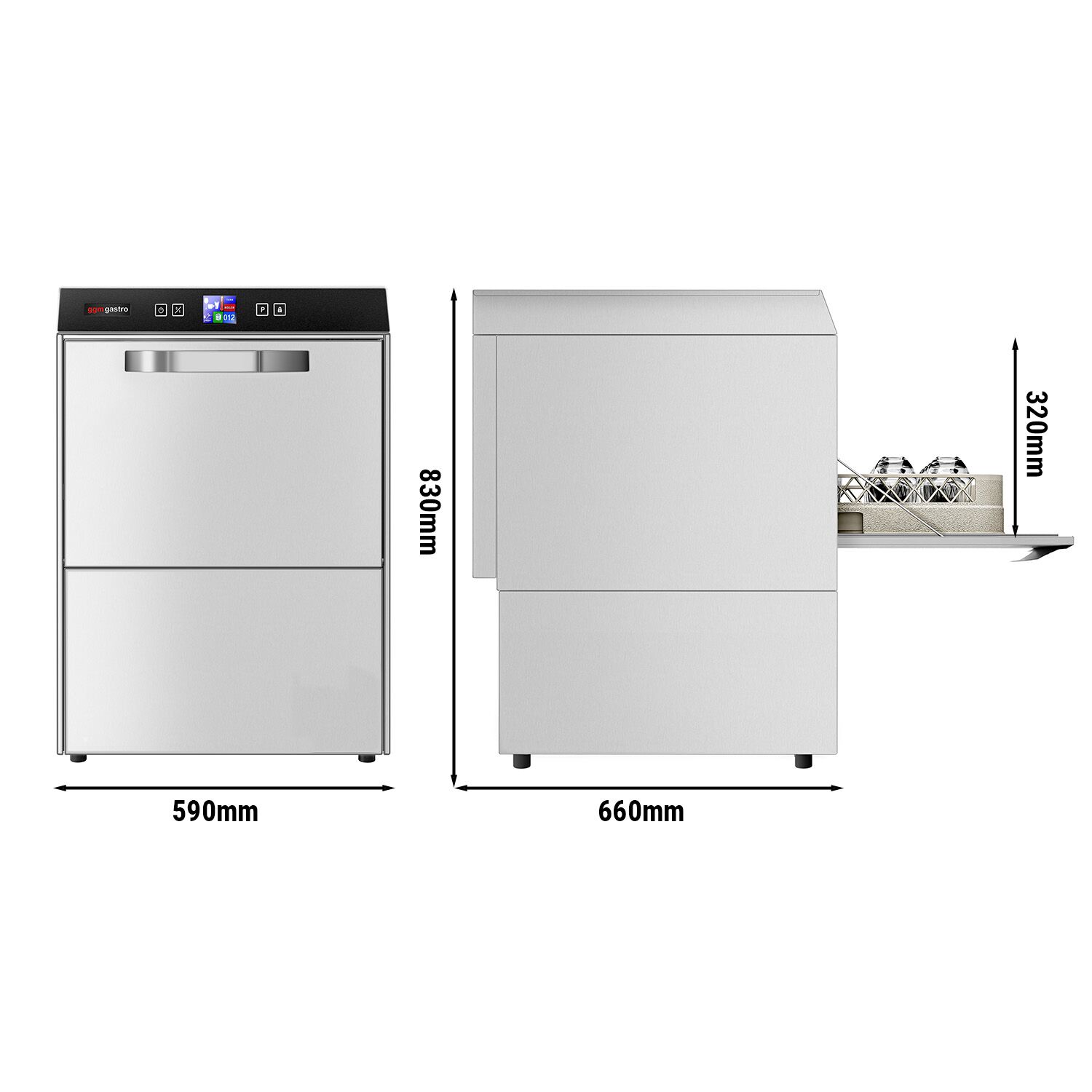 Lave-Vaisselle à Double Paroi - Numérique - 3,55 kW - avec Pompe de Détergent, de Rinçage & de Vidange