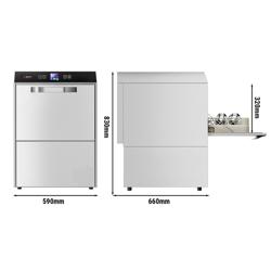Dvoustěnná myčka nádobí - Digitální - 3,55 kW - s Čerpadlem mycího prostředku, leštidla a louhu - podbarová/podstolová - koš 500 x 500 mm - výška vkládání 320 mm