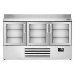 Koelwerkbank Premium PLUS - 1460x700mm - met 3 glazen deuren & achterwand