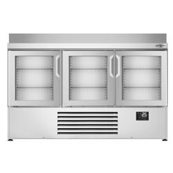 Mostrador refrigerado PREMIUM PLUS - 1460x700mm - puertas de cristal - GN 1/1 - refrigeración estática - con resguardo posterior