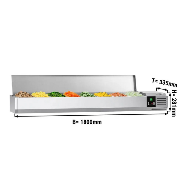 Хладилна витрина PREMIUM - 1,8 x 0,34 m - за контейнери 8x 1/4 GN