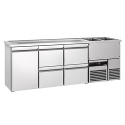Dozator de bere profesional cu răcire integrată PREMIUM - 2500x700 mm - 1 Ușă din sticlă & 4 Sertare