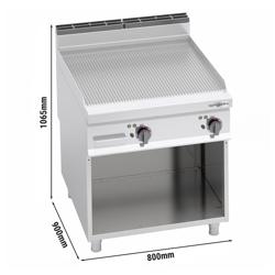 Elektrische bakplaat - 11,4kW - Geribbeld - Bakoppervlak: 796x667mm - met open onderbouw