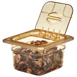 (6 stuks) CAMBRO | H-PAN™ - Hittebestendige GN bakken 1/6 - Amber - Hoogte: 100mm