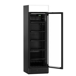 Réfrigérateur à boissons - 595mm - 145 L - porte vitrée sans cadre - 1 porte vitrée - avec caisson lumineux - éclairage LED - affichage digital de la température - Noir - +1 à +10 °C