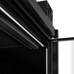 (8 pcs) Commercial multideck display fridge - 15000mm - with 4 hinged glass doors & 4 shelves - Black