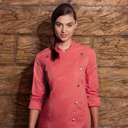 (6 Stück) KARLOWSKY | Damenkochjacke Jeans-Style - Vintage Red - Größe: 38