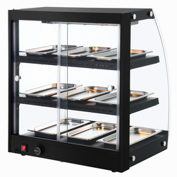 Vitrina calefactora - 650mm - con 3 estantes - negro