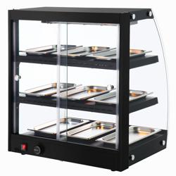 Vitrină caldă de banc - 648 mm - 1,16 kW - cu 3 rafturi - negru