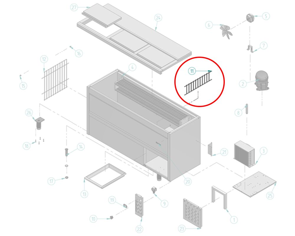 Grille de séparation verticale - Hauteur : 132 mm - pour la série FEI