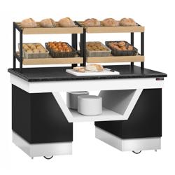 Ekmek Servis Ünitesi BELFAST - 1600mm - 2 Raflı - Tekerlekli - Siyah Granit Çalışma Tezgahı