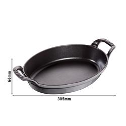 STAUB | Oval Cast Iron Baking Dish – 240 mm - Graphite Grey - All Hobs + Oven/Grill
