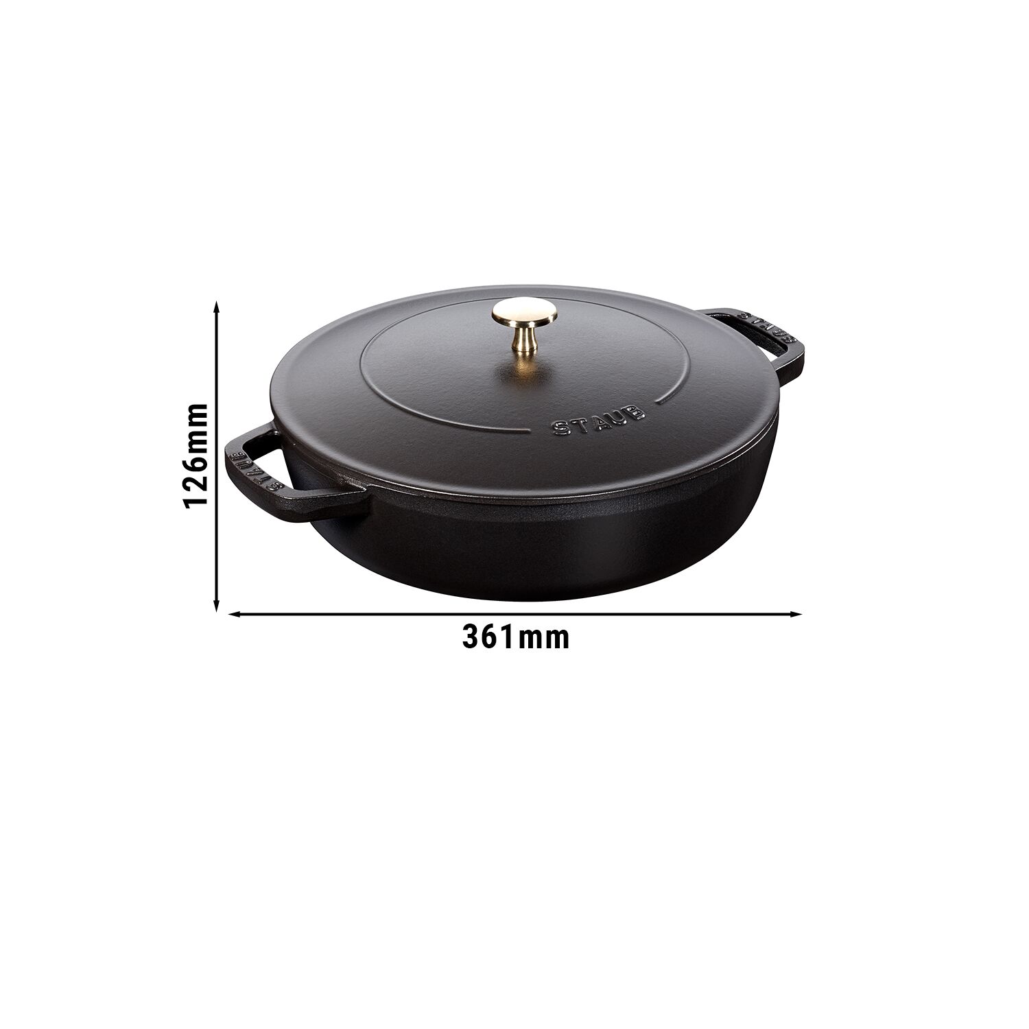 STAUB | BRAISERS - Cocotte avec Chistera Drop-Structure - 280mm - Fonte - Noir	