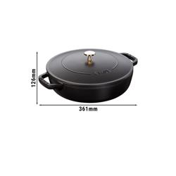 STAUB | Enameled Cast Iron Round Braiser – Ø28 cm - Black - Self-Basting Chistera Lid