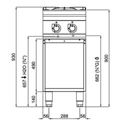 Gas stove - with 2 burners - 20 kW - high-performance model