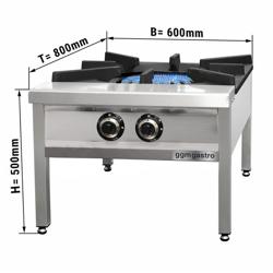 Cucina a gas professionale - 27,0 kW - 2 fuochi - 600x800x500mm