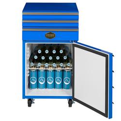 GASTRO-COOL | ثلاجة بباب زجاجي ستانلس ستيل - 435 mm - 50 L - حتى +0…+10 °C - مع باب واحد - عجلات مع مكابح، ترموستات تحكم، إذابة جليد تلقائية، صديقة للبيئة - أزرق