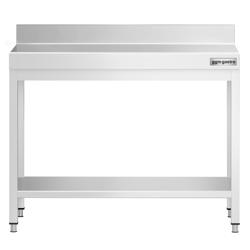Виробничий стіл PREMIUM з нержавіючої сталі - 800x700 мм - з нижньою полицею та бортиком