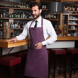 KARLOWSKY | Basic Chef Bib Apron with 2-Section Pocket – Aubergine - 75×90 cm - Poly-Cotton 65/35