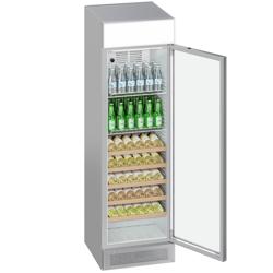 Vetrina frigo per bibite PREMIUM - 595mm - 358l - display digitale - porta in vetro senza cornice - con 1 porta in vetro & cassonetto pubblicitario illuminato & illuminazione LED
