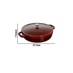 STAUB | BRAISERS - Cocotte avec Chistera Drop-Structure - 240mm - Fonte - Grenadine-Rouge	
