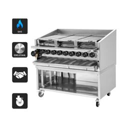 Commercial Gas Chargrill Station - 25 kW - 9 burners - American-style - Natural & propane