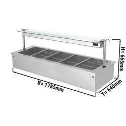 Modulo baño maría para encastrar - 1,8m - 5x GN 1/1  - con protección del vidrio