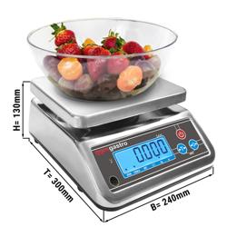 Waga kuchenna wodoodporna LCD - do 6kg - Dokładność: 2g - Wymiary szalki: 190x230mm