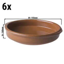 (6 Stück) CLASSICO - Tapas Ofenform - Ø 155mm - Braun
