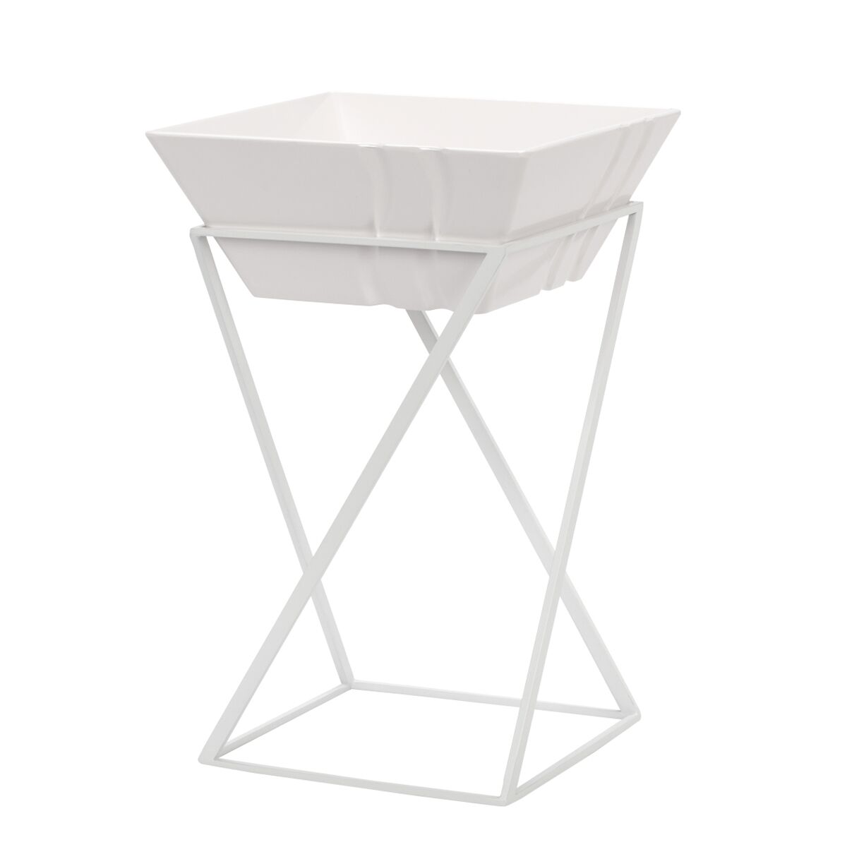 Présentoir buffet / étagère - blanc - incl. 1 bol en mélamine - rectangulaire