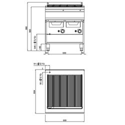 Gas watergrill - 24kW - Staand model - 900mm diep - RVS - incl. onderstel