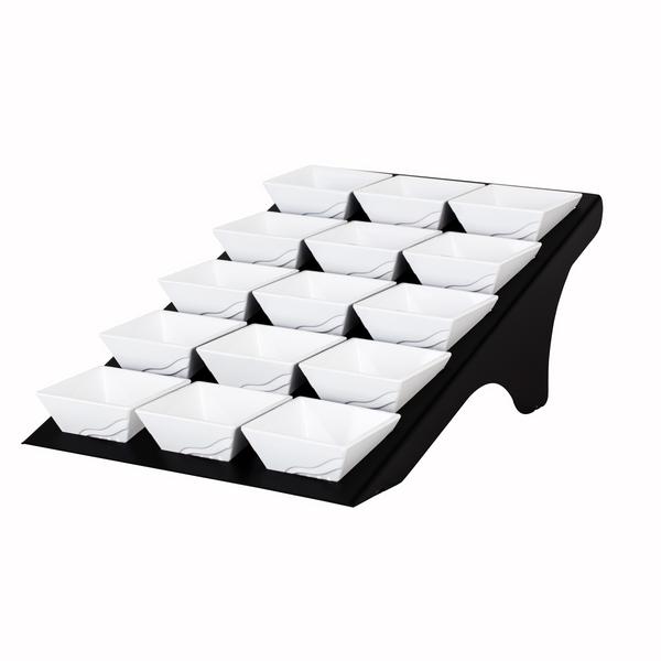 Etagerie / Buffetständer - Schwarz - inkl. 15 Melaminschalen - eckig