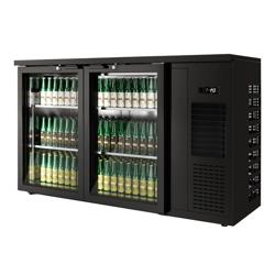 Juomakaappi PREMIUM PLUS - 1435x512 mm - 264 l - varustettu: 2 lasiovea, LED-valaistus & itsesulkeutuvat ovet - musta
