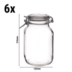 (6 pcs) Bocal hermétique Bormioli Rocco - DUBLIN - 2L - fermeture à étrier