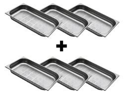 (6 pièces) Conteneurs GN en inox 1/1 - perforés - Hauteur : 65 mm        