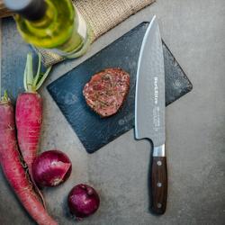 F. DICK | DarkNitro Chef's Knife – 210 mm Blade - Oak Wood Handle - Hammered Finish